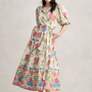 Tiered Wrap Dress- Paradise Print