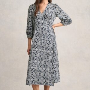 Printed Wrap Dress - Two Tone Print