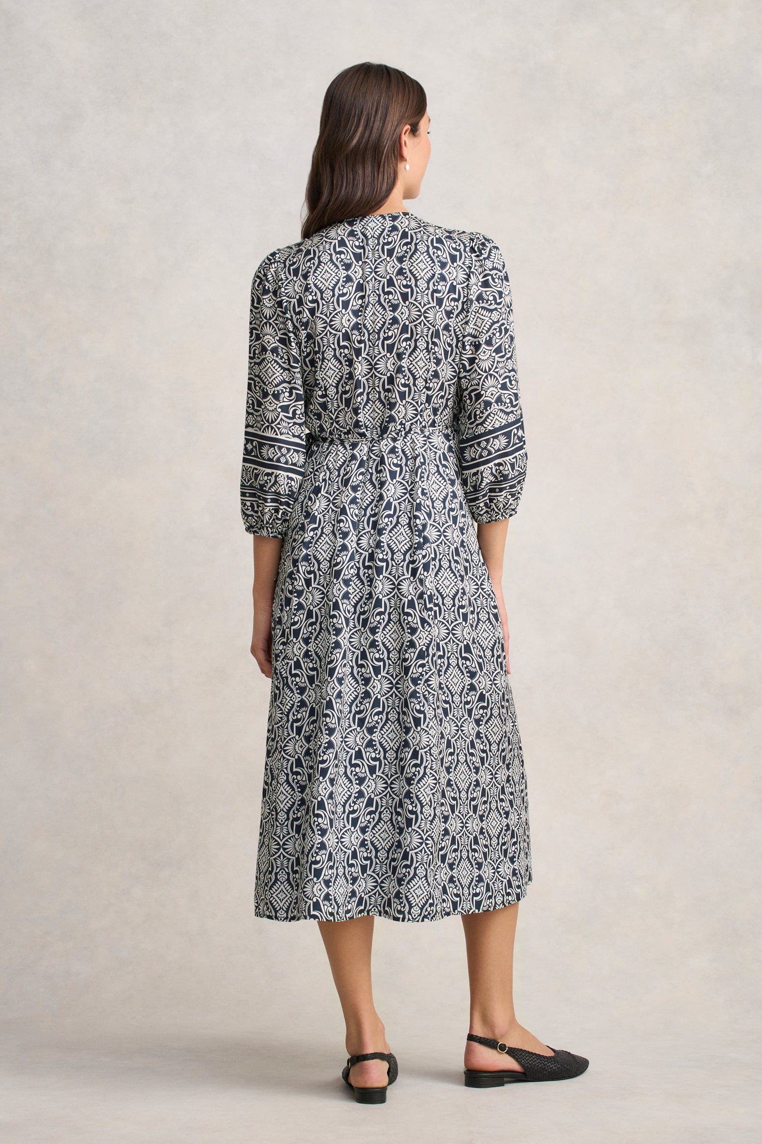 Printed Wrap Dress - Two Tone Print