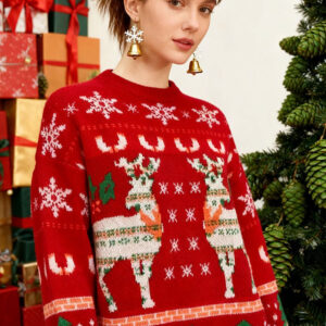 Cozy Longline Color Block Crew Neck Sweater