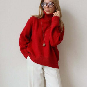 Oversized Solid Color Turtleneck Fashion Sweater