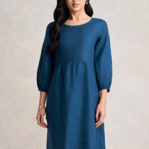 Linen Dress - Navy Delave