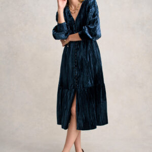 Velvet Tier Dress - Ocean