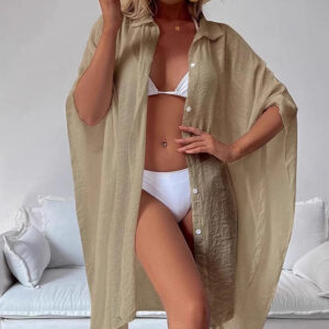 Casual Batwing Sleeve Beach Cardigan