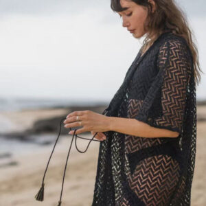 Open Knit V Neck Beach Cover Up