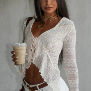 Sexy Lace Flare Sleeve Cover Up